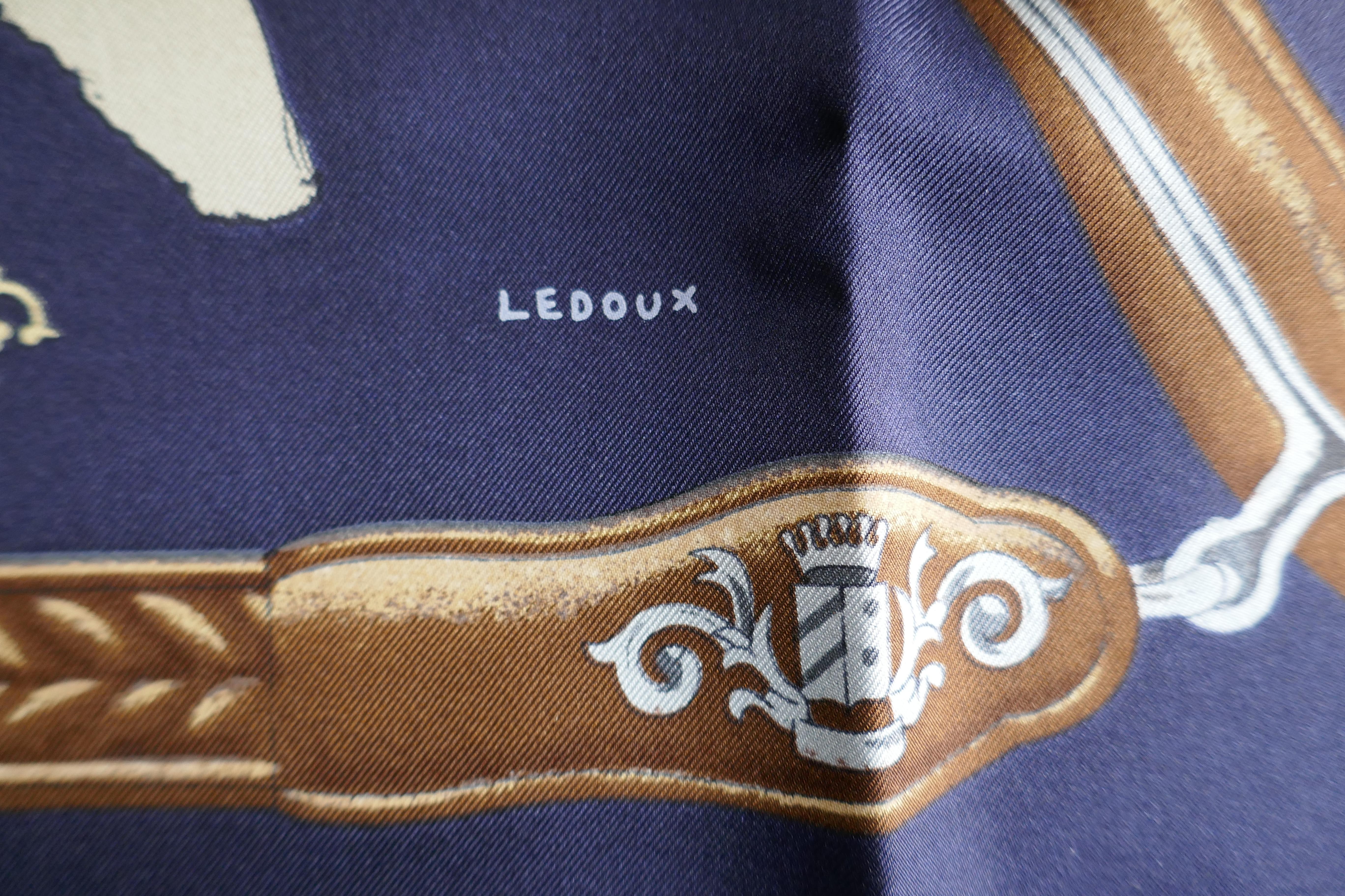 Women's or Men's Hermes Vintage Silk Scarf “Attelage en Arbalete
