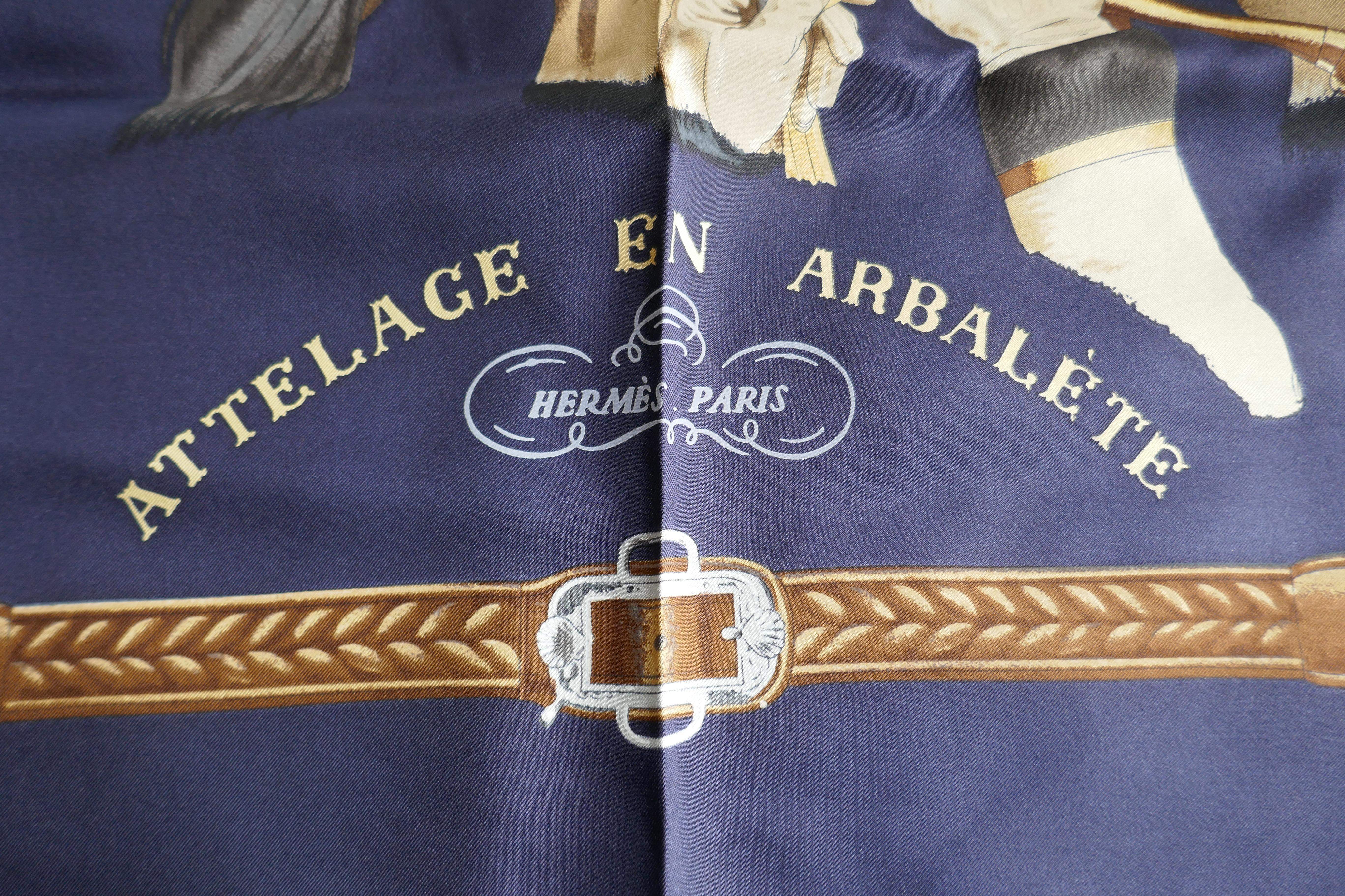 Hermes Vintage Silk Scarf “Attelage en Arbalete