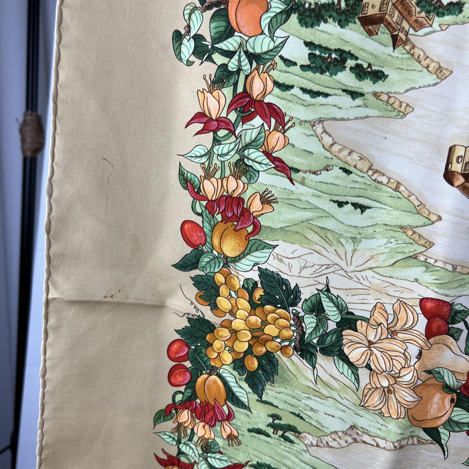 Hermes Vintage Silk Scarf Au Pays de Cocagne 2000 Zoe Pauwels In Fair Condition In Rome, Rome