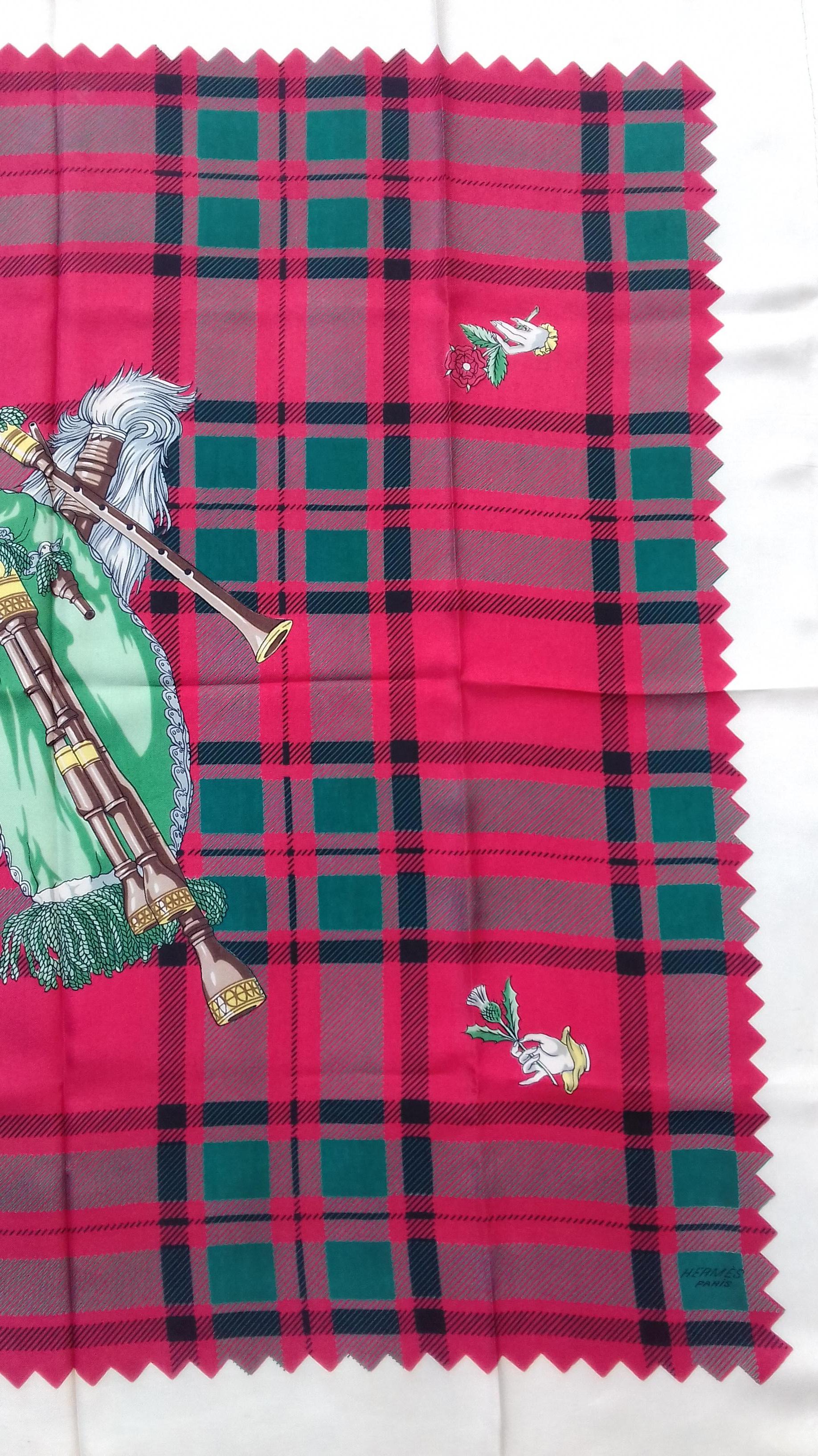 Hermès Vintage Silk Scarf BAG-PIPE Cornemuse United Kingdom Grygkar 1951 RARE 6