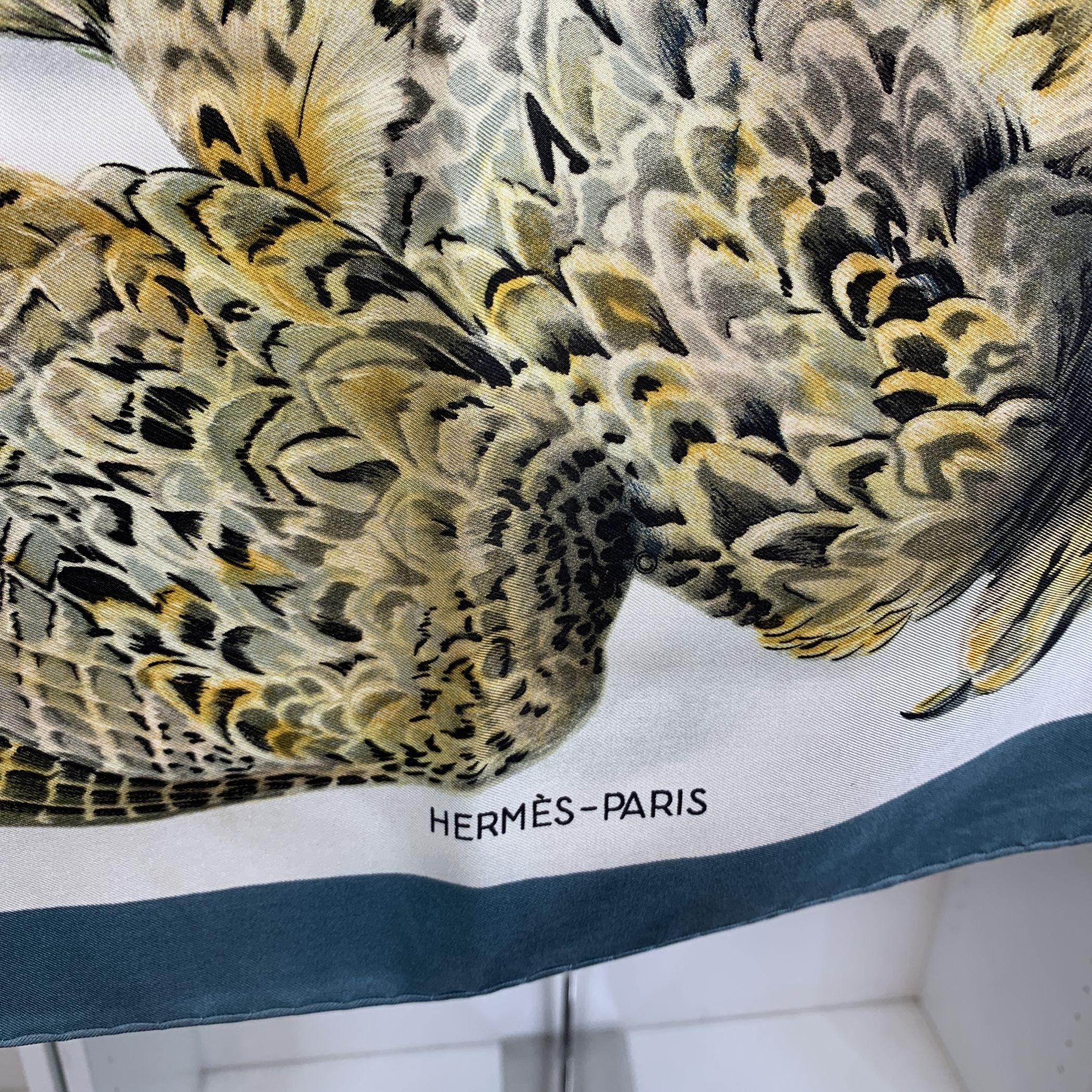 Women's or Men's Hermes Vintage Silk Scarf Belle Chasse 1963 De Linares Teal Borders