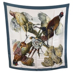 Hermes Vintage Silk Scarf Belle Chasse 1963 De Linares Teal Borders