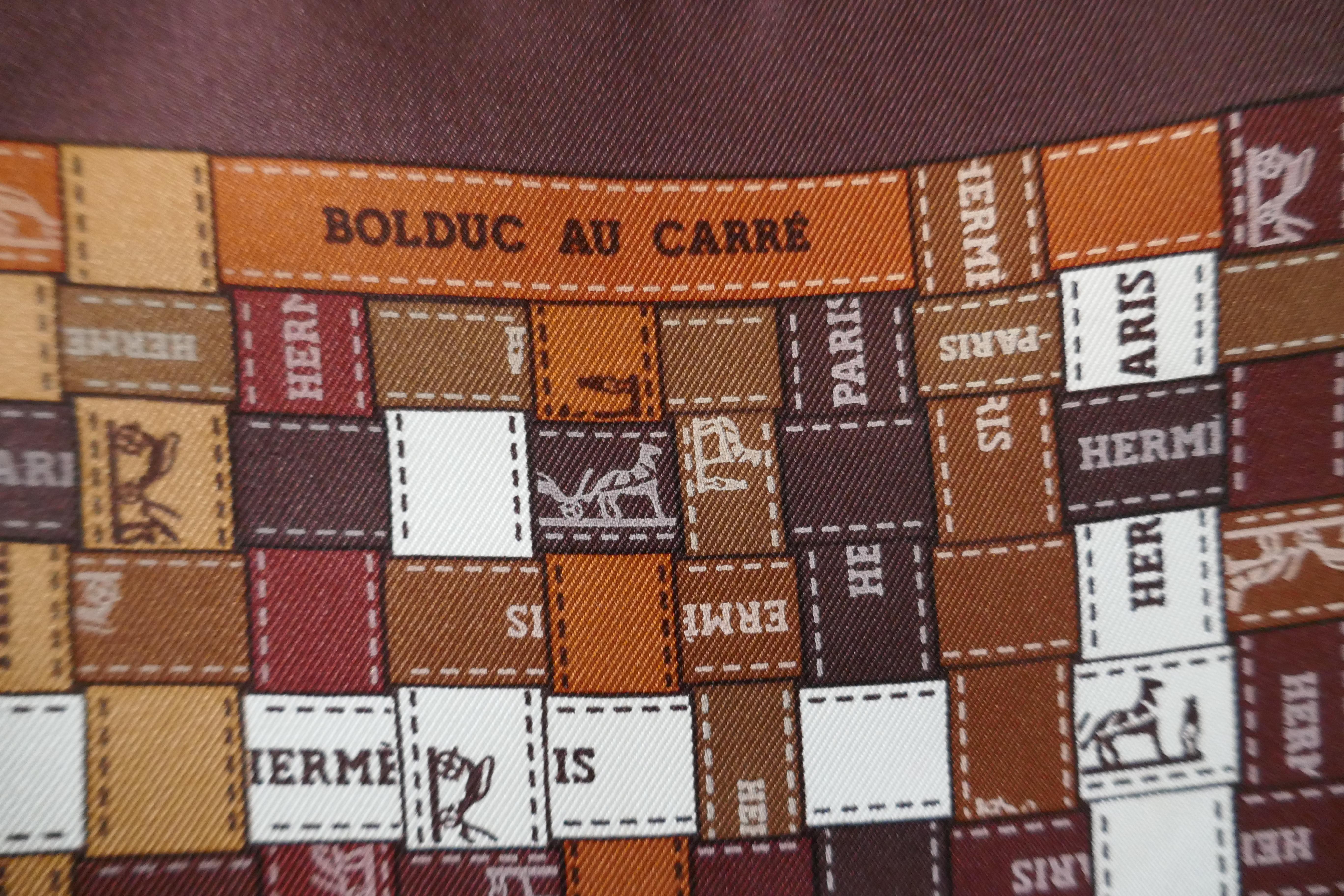 Women's or Men's Hermes Vintage Silk Scarf “Bolduc Au Carré” by Caty Latham