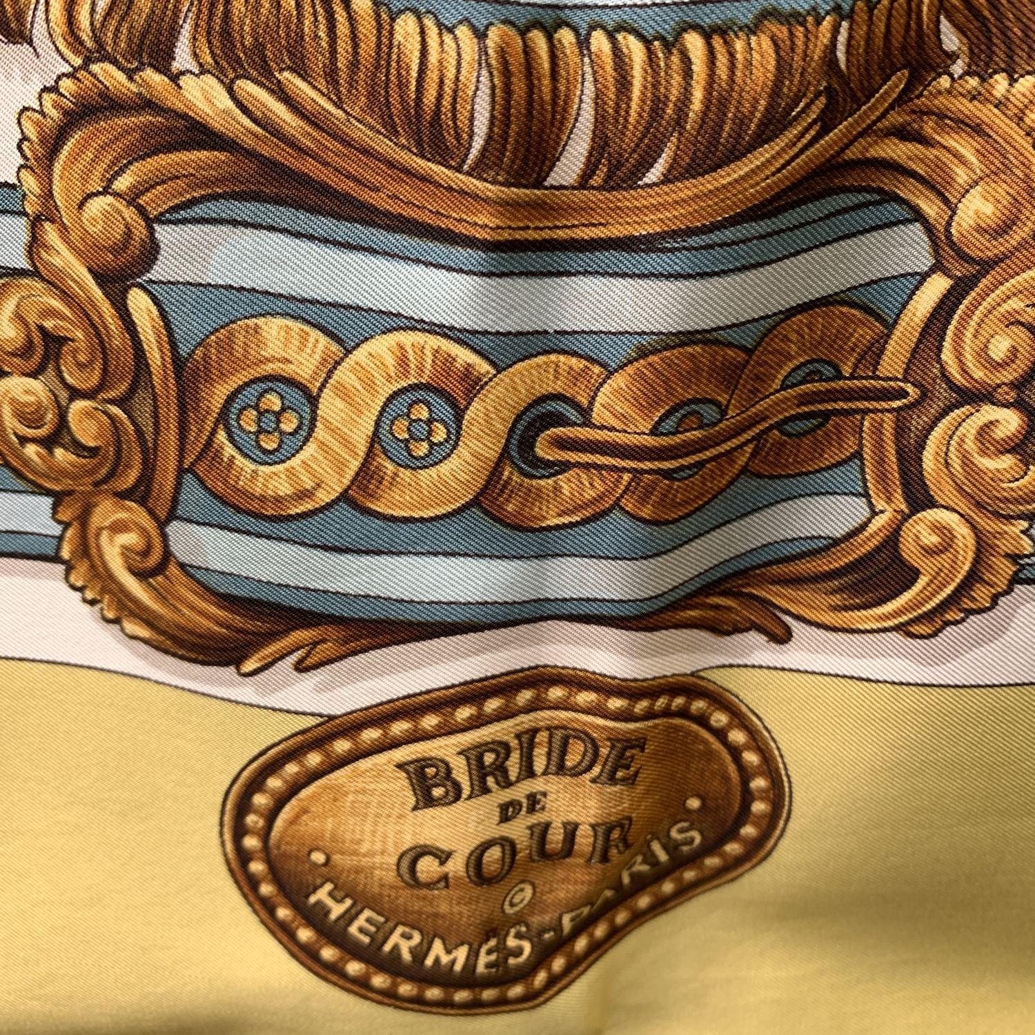 Beige Hermes Vintage Silk Scarf Brides de Cour 1969 Françoise de la Perrière For Sale