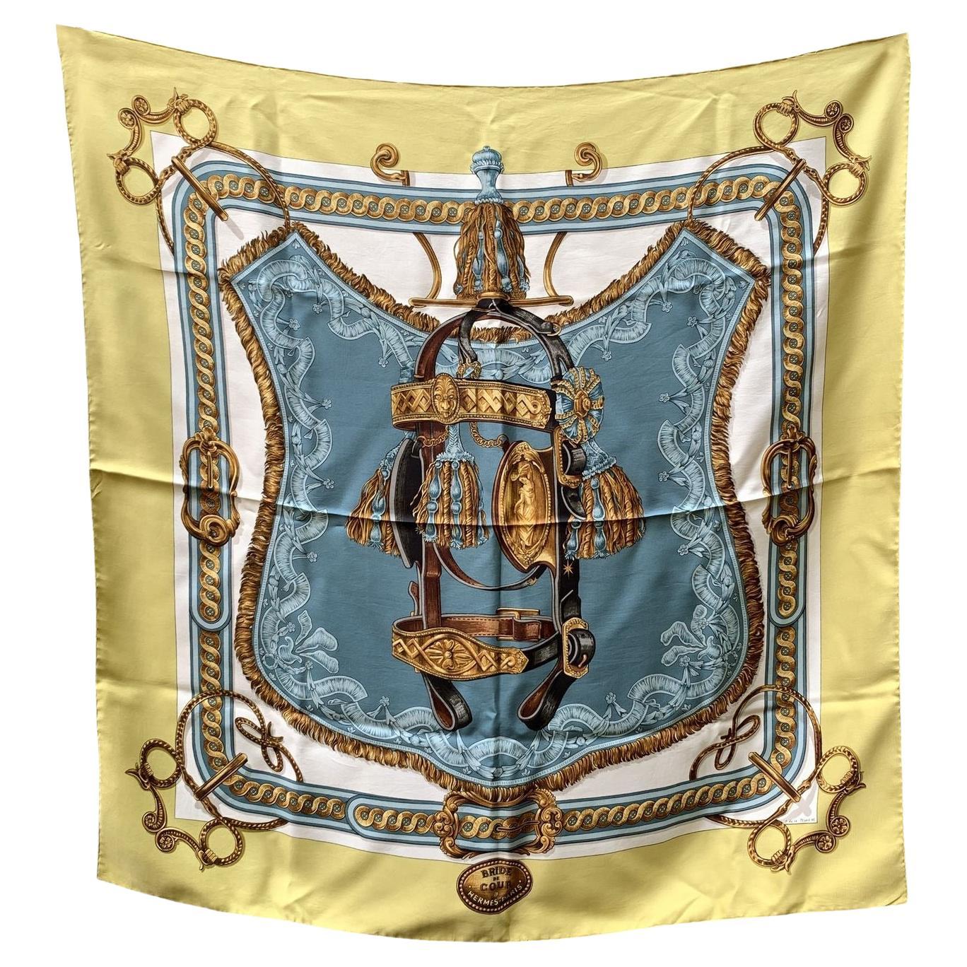 Hermes Vintage Silk Scarf Brides de Cour 1969 Françoise de la Perrière For Sale