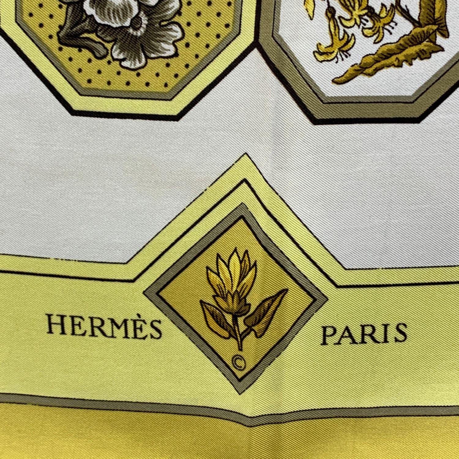 Beige Hermes Vintage Silk Scarf Carrelages 1968 Maurice Tranchant
