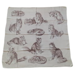 Hermès Vintage Silk Scarf Chats Persans Persian Cats De Poret 1956 Rare GRAIL 