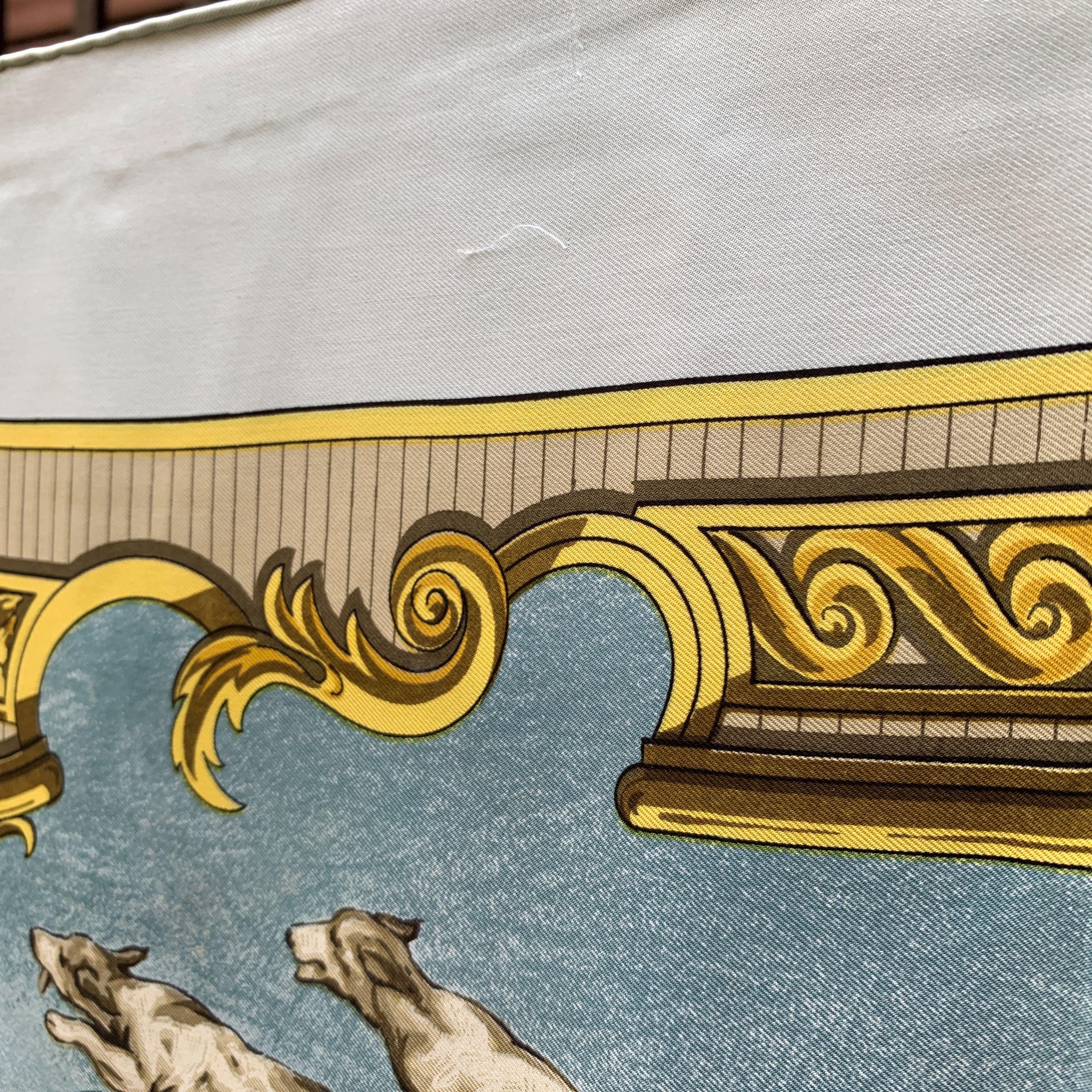 Women's Hermes Vintage Silk Scarf Chiens et Valets 1963 Charles Hallo