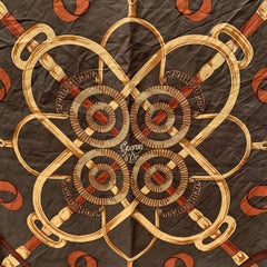 Hermes Vintage Silk Scarf Eperon D'Or 1974 Henry D'Origny Black