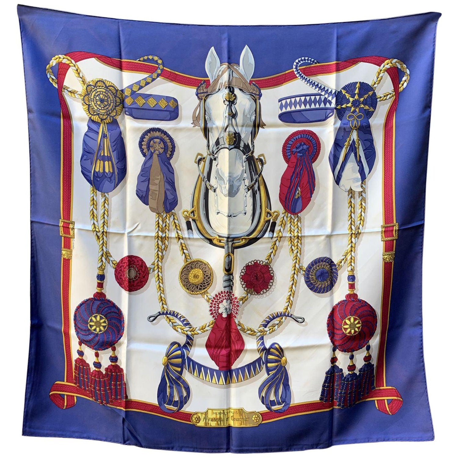 Hermes Vintage Silk Scarf Frontaux et Cocardes 1968 Caty Latham