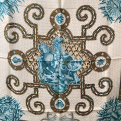 Hermes Vintage Silk Scarf Grotte de Versailles 1969 Tranchant