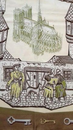Hermès Vintage Silk Scarf Le Moyen Age Le Vieux Paris Vauzelles 1960 1A