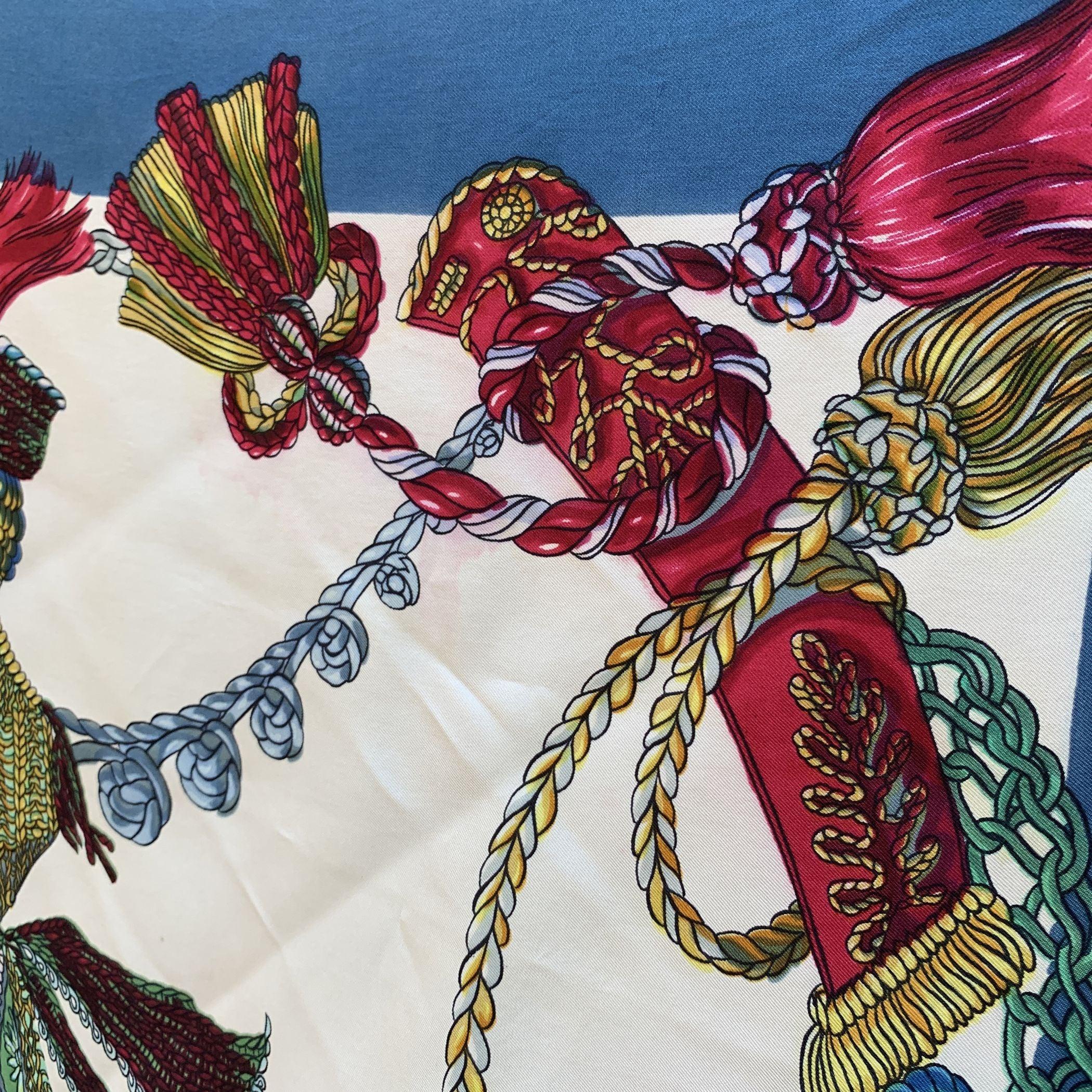 Hermes Vintage Silk Scarf Le Timbalier by Francoise Heron 1961 In Good Condition In Rome, Rome