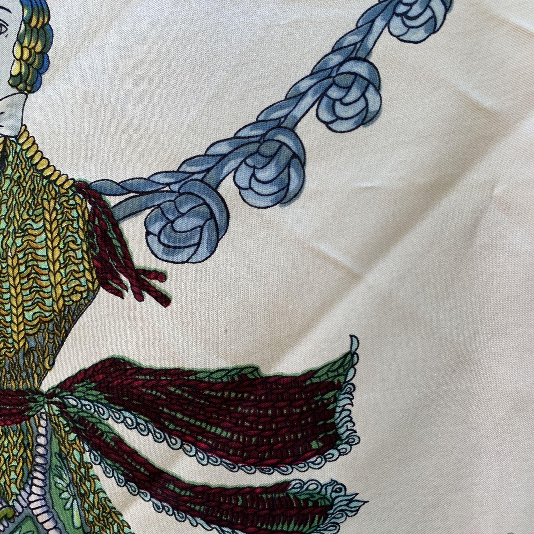 Hermes Vintage Silk Scarf Le Timbalier by Francoise Heron 1961 2