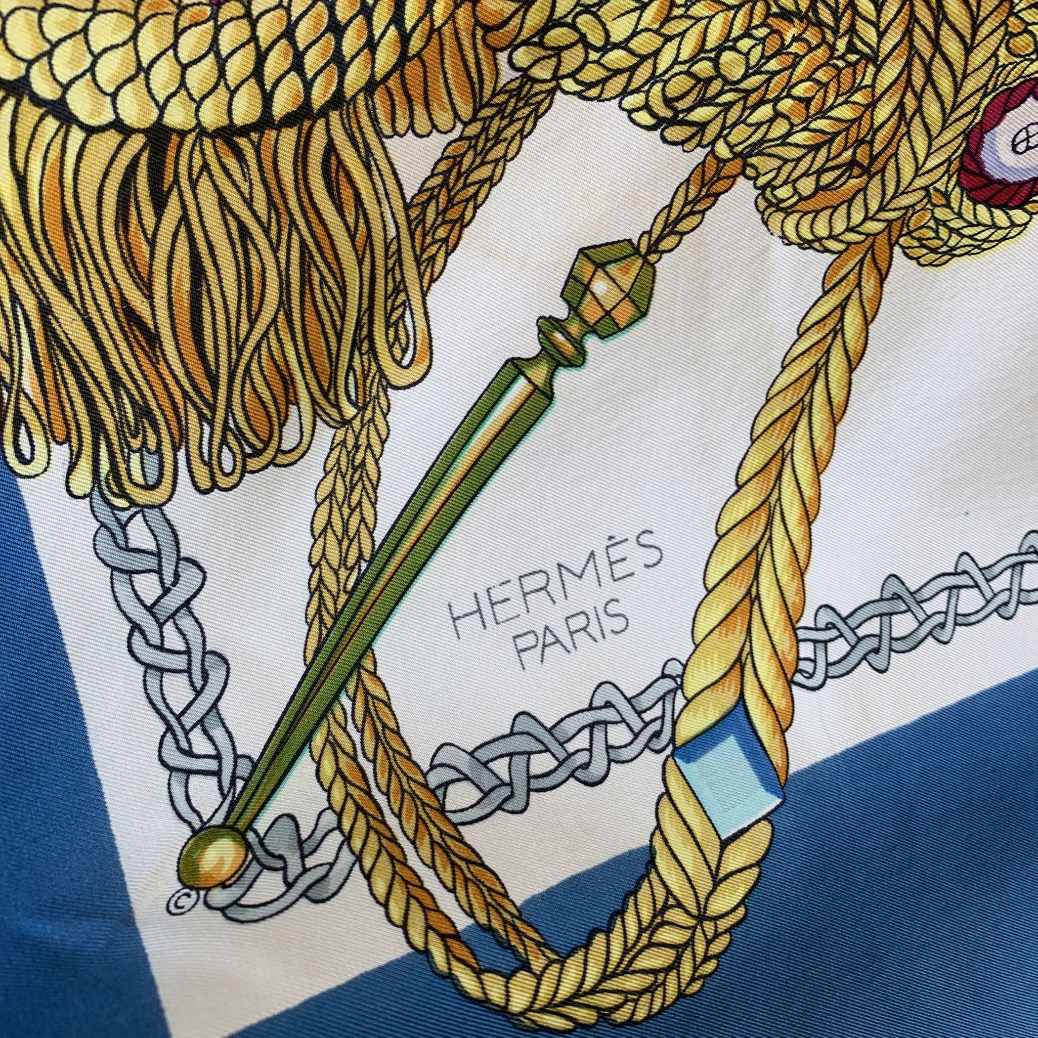 Hermes Vintage Silk Scarf Le Timbalier by Francoise Heron 1961 3