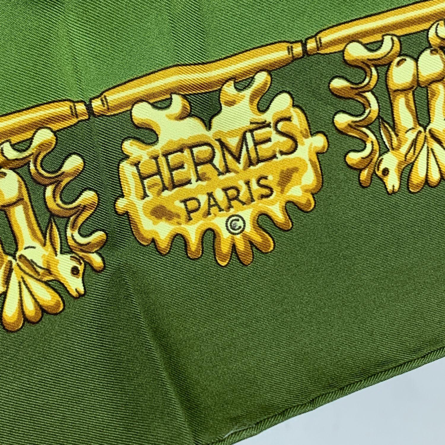 Hermes Vintage Silk Scarf Les Cavaliers D'Or 1975 Rybaltchenko 1