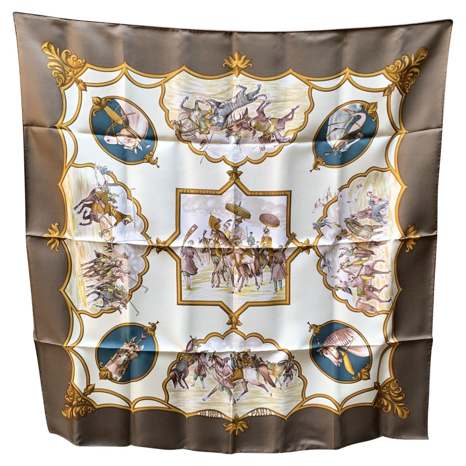 Hermes Vintage Silk Scarf Les Chevaux des Moghols 1993 De Fougerolle For Sale