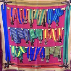 Hermes Vintage Silk Scarf Les Sangles Belts 1985 Metz Magenta