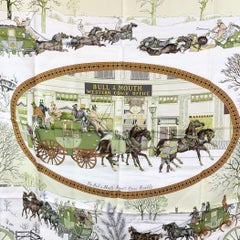 Hermes Vintage Silk Scarf L'Hiver En Poste 1975 Philippe Ledoux