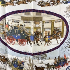 Hermes Vintage Silk Scarf L'Hiver En Poste 1975 Philippe LeDoux