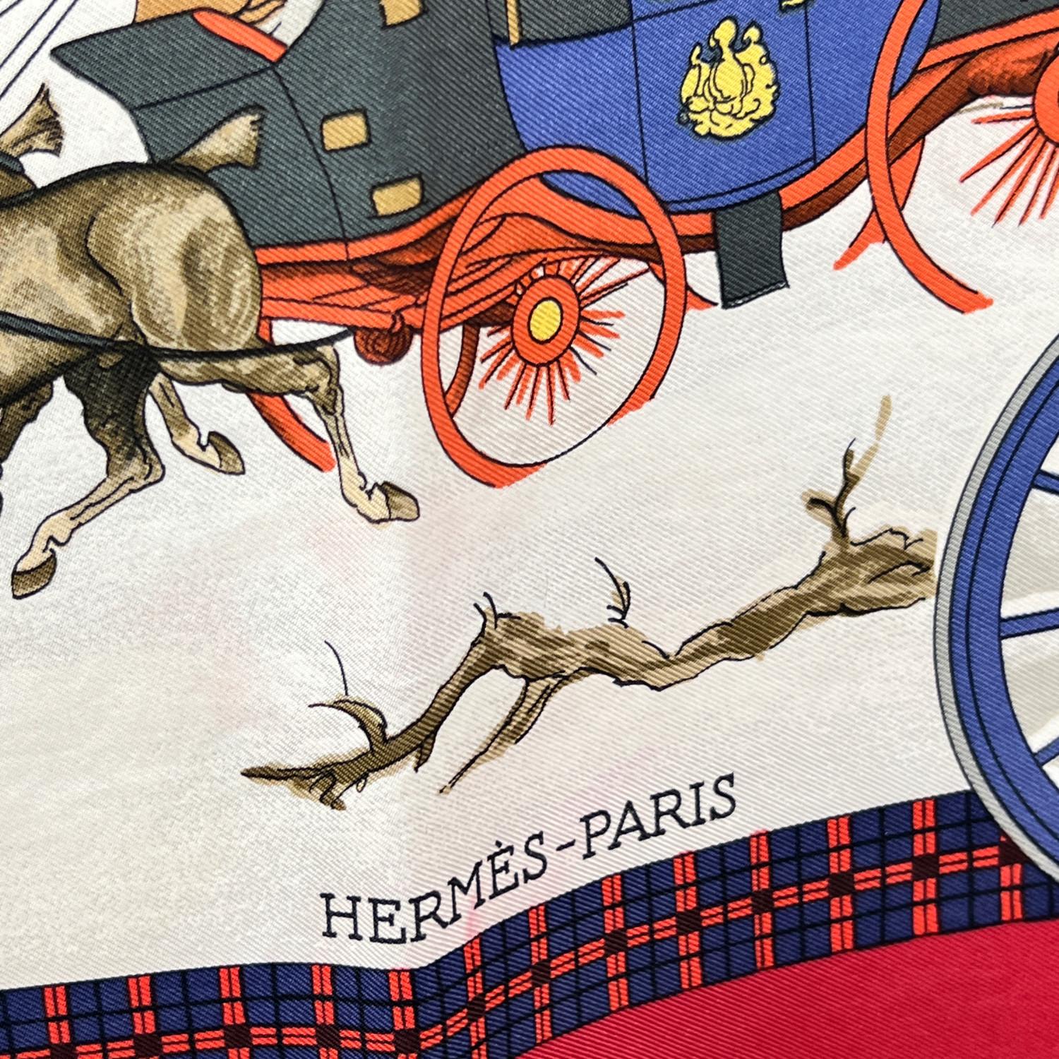 Hermes Vintage Silk Scarf L'Hiver En Poste 1975 Philippe Ledoux 1