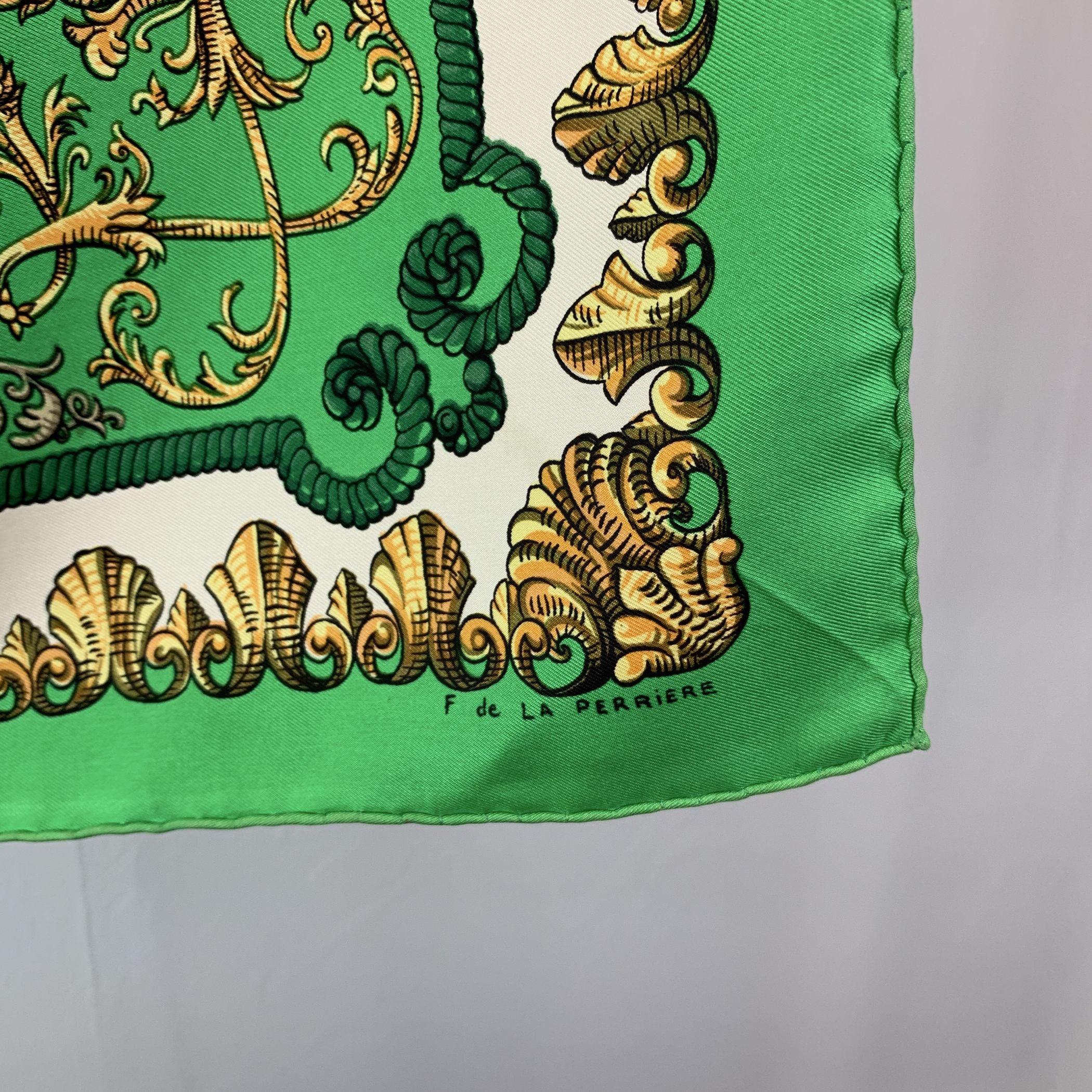 Hermes Vintage Silk Scarf Ludovicus Magnus de la Perriere Defects In Fair Condition For Sale In Rome, Rome