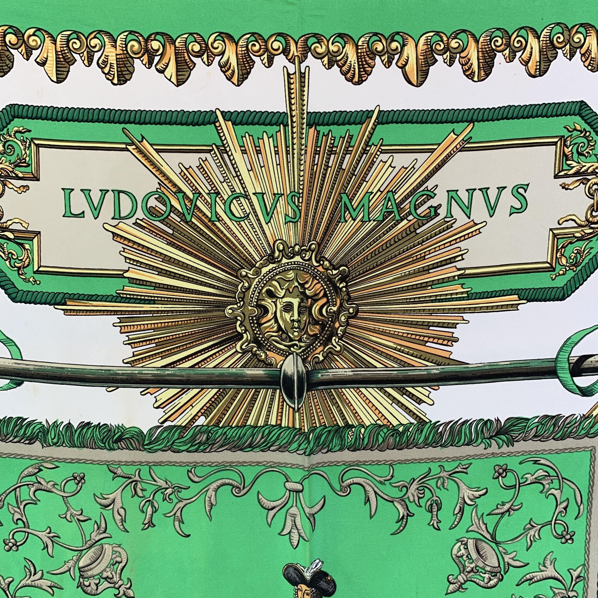 Hermes Vintage Silk Scarf Ludovicus Magnus de la Perriere Defects For Sale 1
