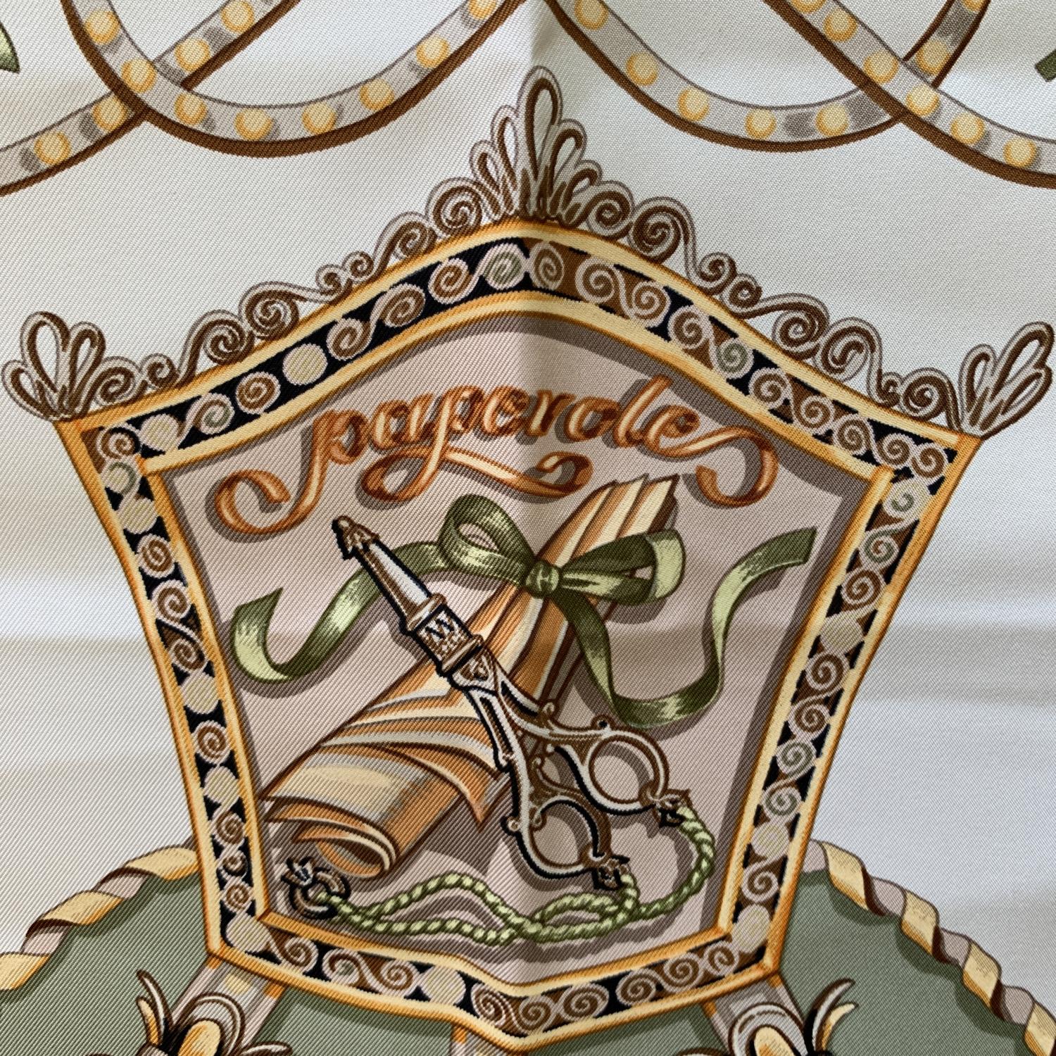 Hermes Vintage Silk Scarf Paperoles 2000 Claudia Stuhlhofer Mayr In Good Condition In Rome, Rome