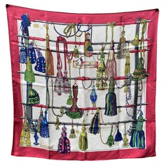 Hermes Sciarpa di seta vintage Passementerie Heron 1960 Nappe Rosso