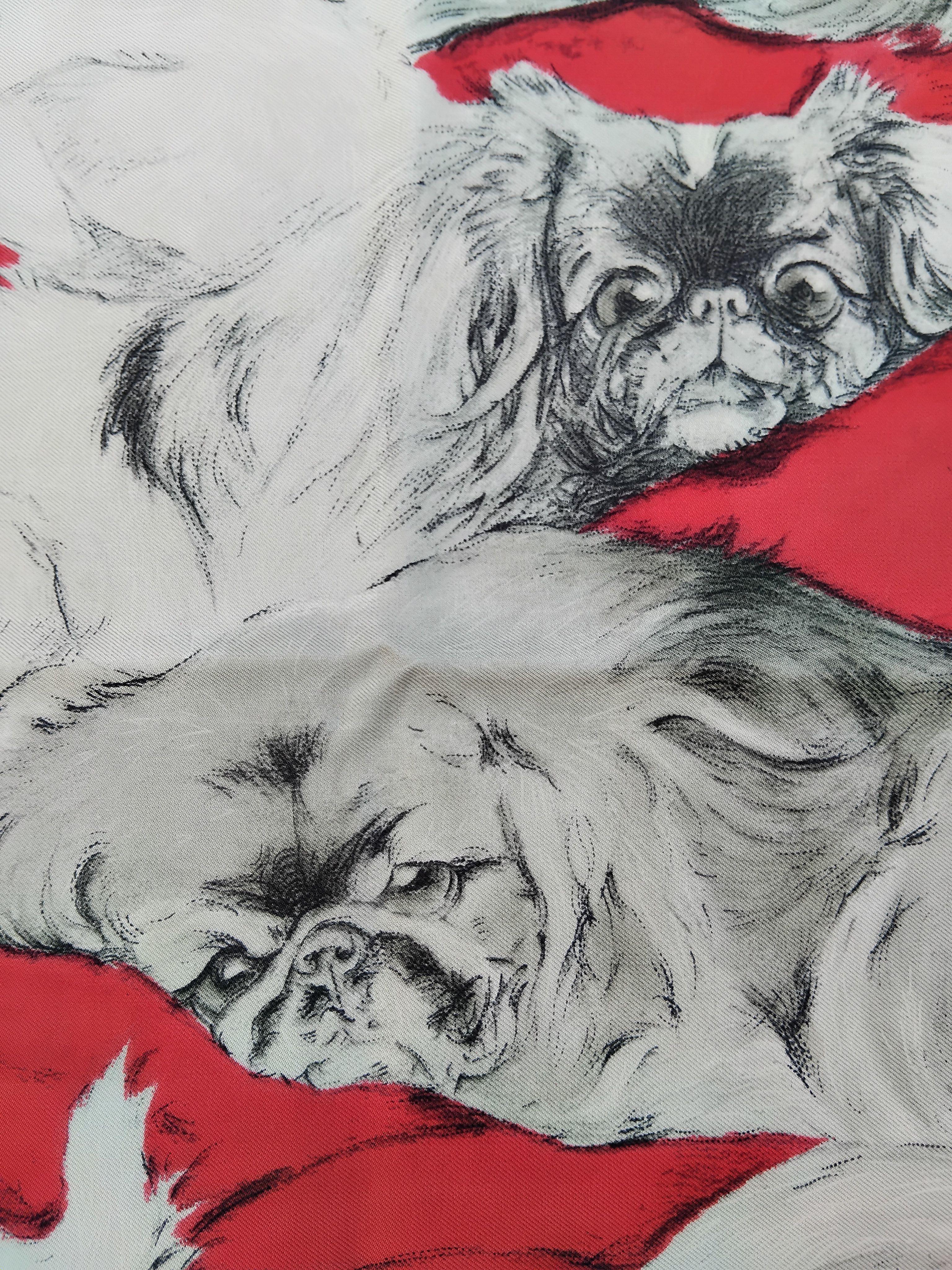 Hermès Vintage Silk Scarf Pekinois Pekingese Xavier de Poret 1965 5