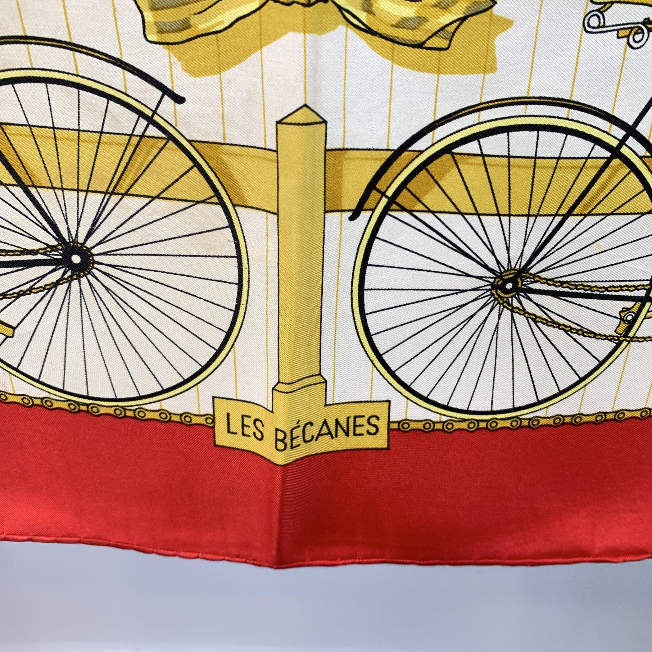 Hermes Vintage Silk Scarf Red Les Becanes 1954 Hugo Grygkar In Good Condition For Sale In Rome, Rome