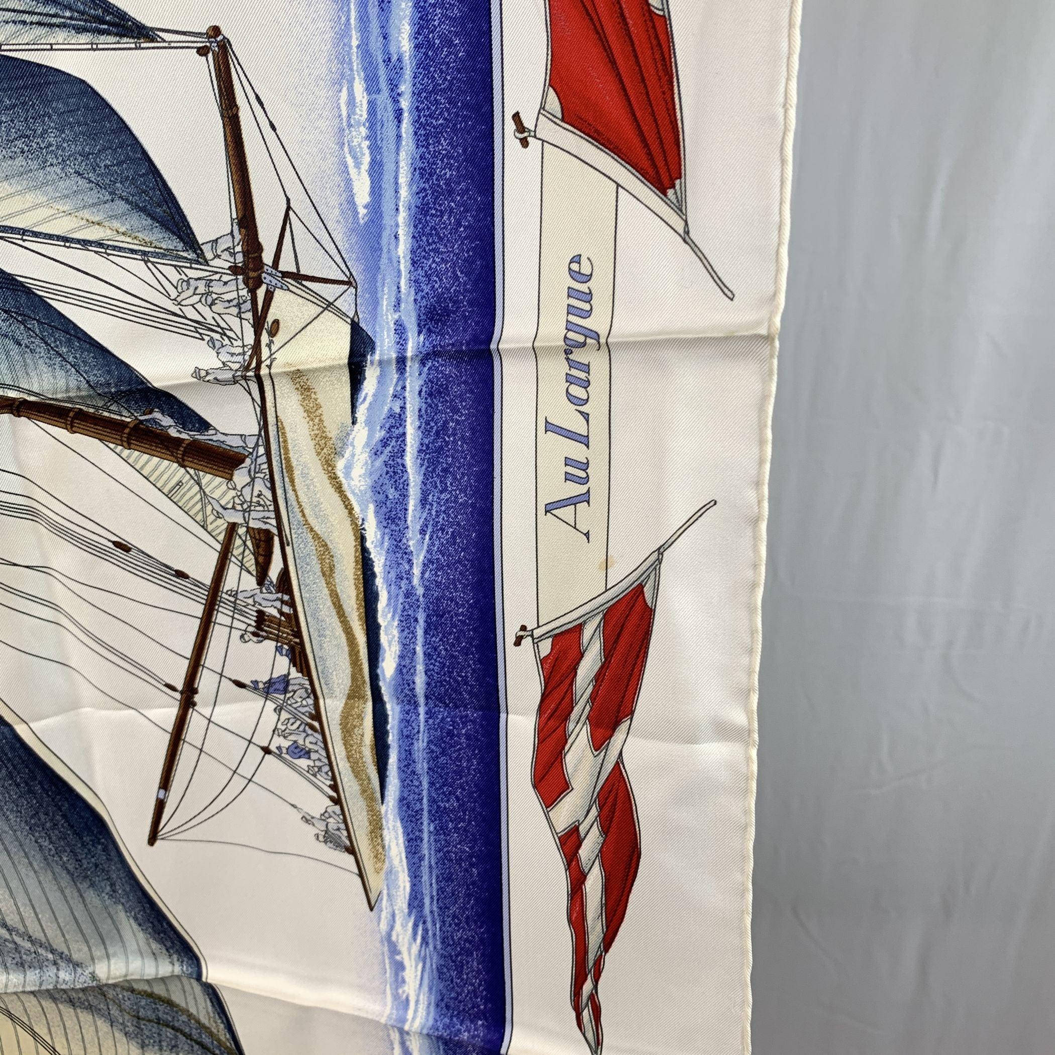 Hermes Vintage Silk Scarf Vent Portant 1988 Yannick Manier In Good Condition For Sale In Rome, Rome