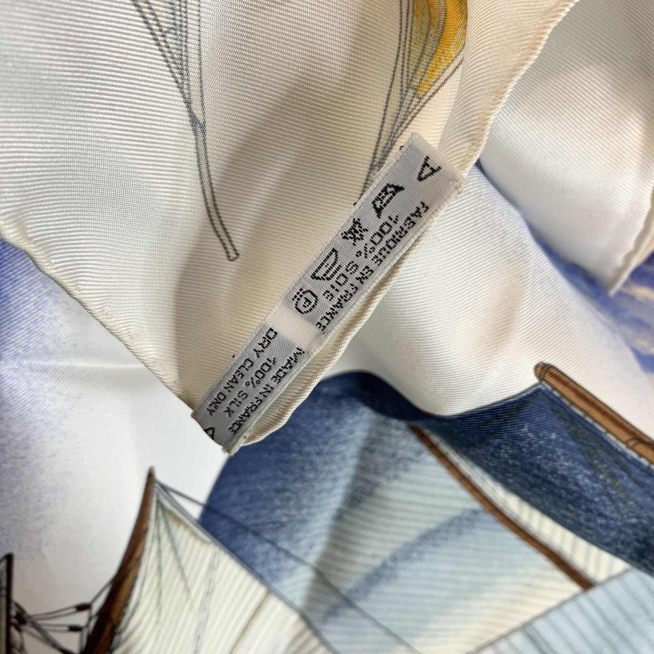 Women's Hermes Vintage Silk Scarf Vent Portant 1988 Yannick Manier For Sale