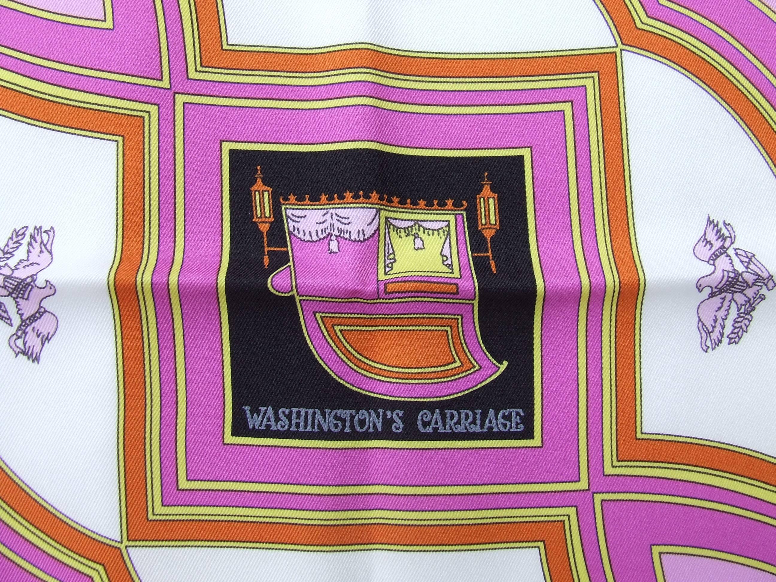 hermes washington's carriage scarf pink