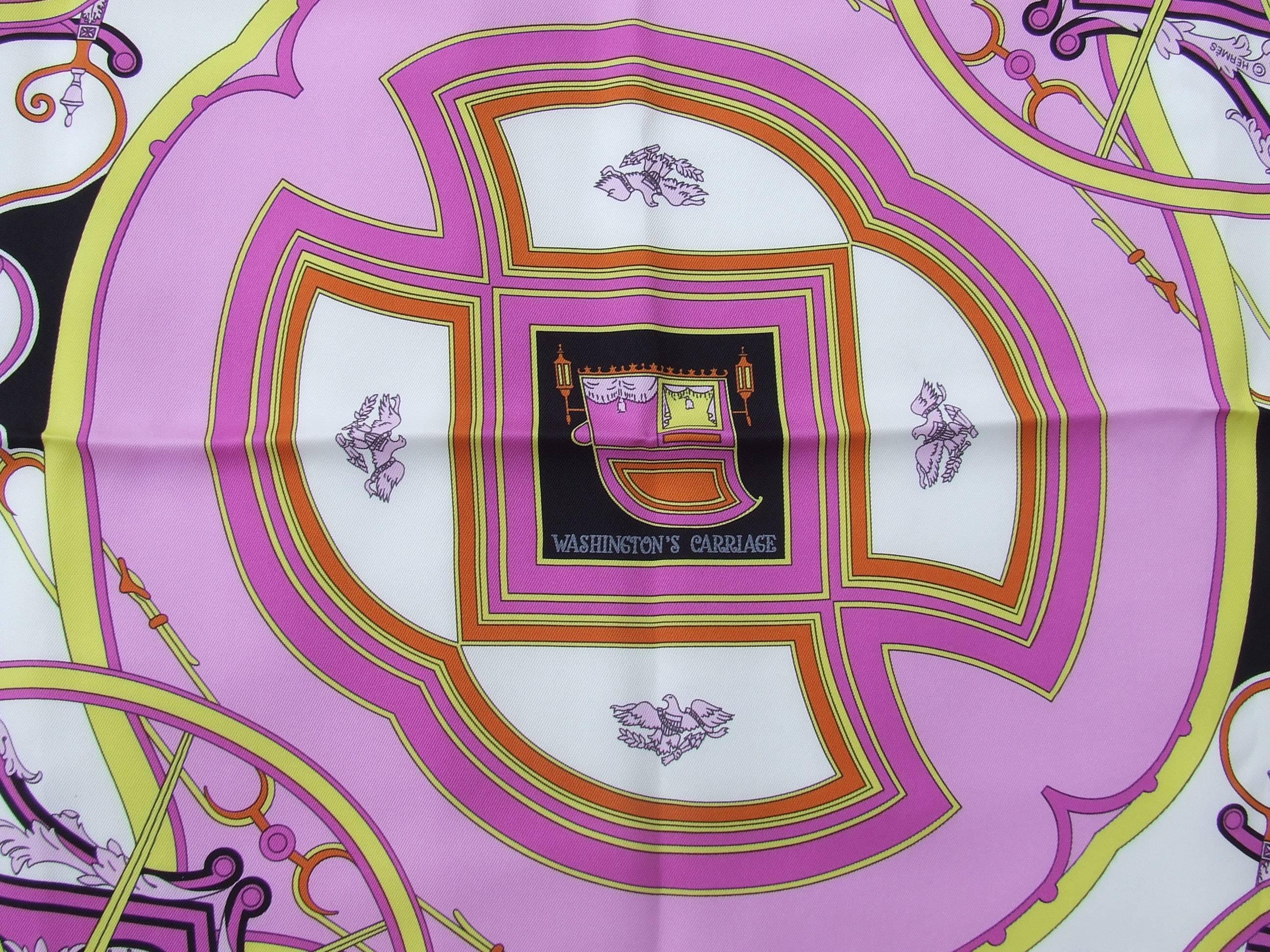 Women's Hermes Vintage Washington's Carriage Carré Soie Vintage 67 cm Silk Scarf 