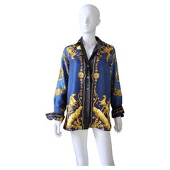 HERMÈS – Vintage-Seidenhemd von Philippe Ledoux mit „Cosmos“-Print, Größe 40 FR
