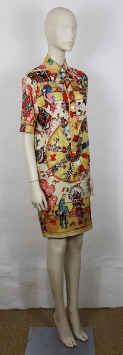 HERMÈS Vintage Silk Shirt Dress “Kachinas” by Kermit Oliver