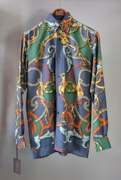 HERMÈS - Camisa vintage de seda para hombre «L'Instruction du Roy», circa 1993