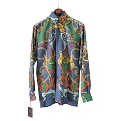 HERMÈS - Camisa vintage de seda para hombre «L'Instruction du Roy», circa 1993