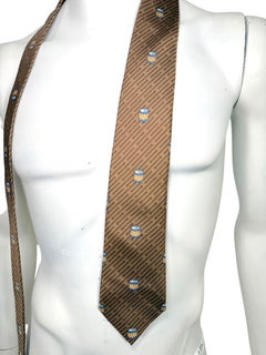Hermès Vintage Silk Tie with Drum Motif, France, 1990s