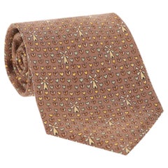 Hermes Vintage Silk Tie With Windmills and Tulip Print