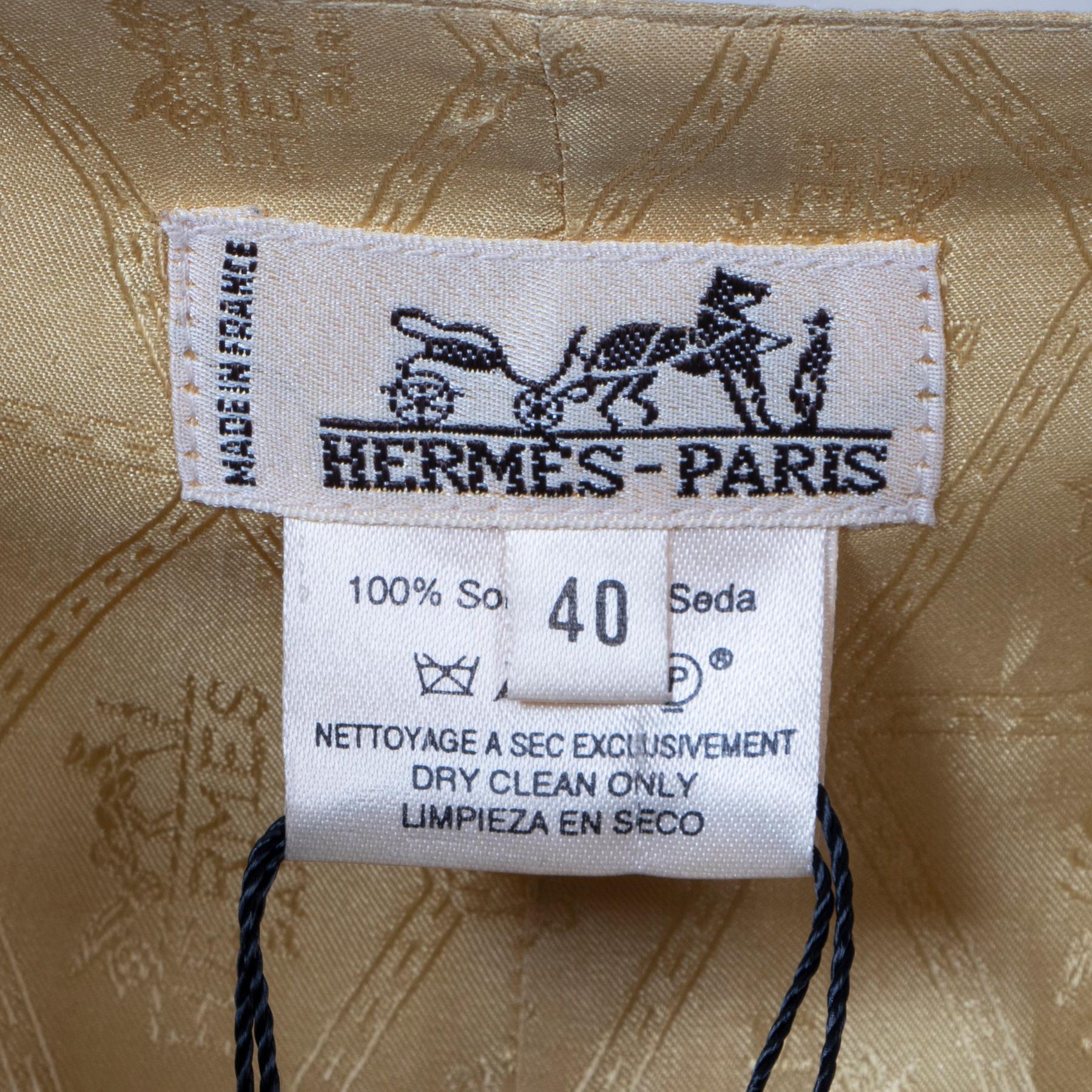 Beige Hermès Vintage Silk Top - Size 40