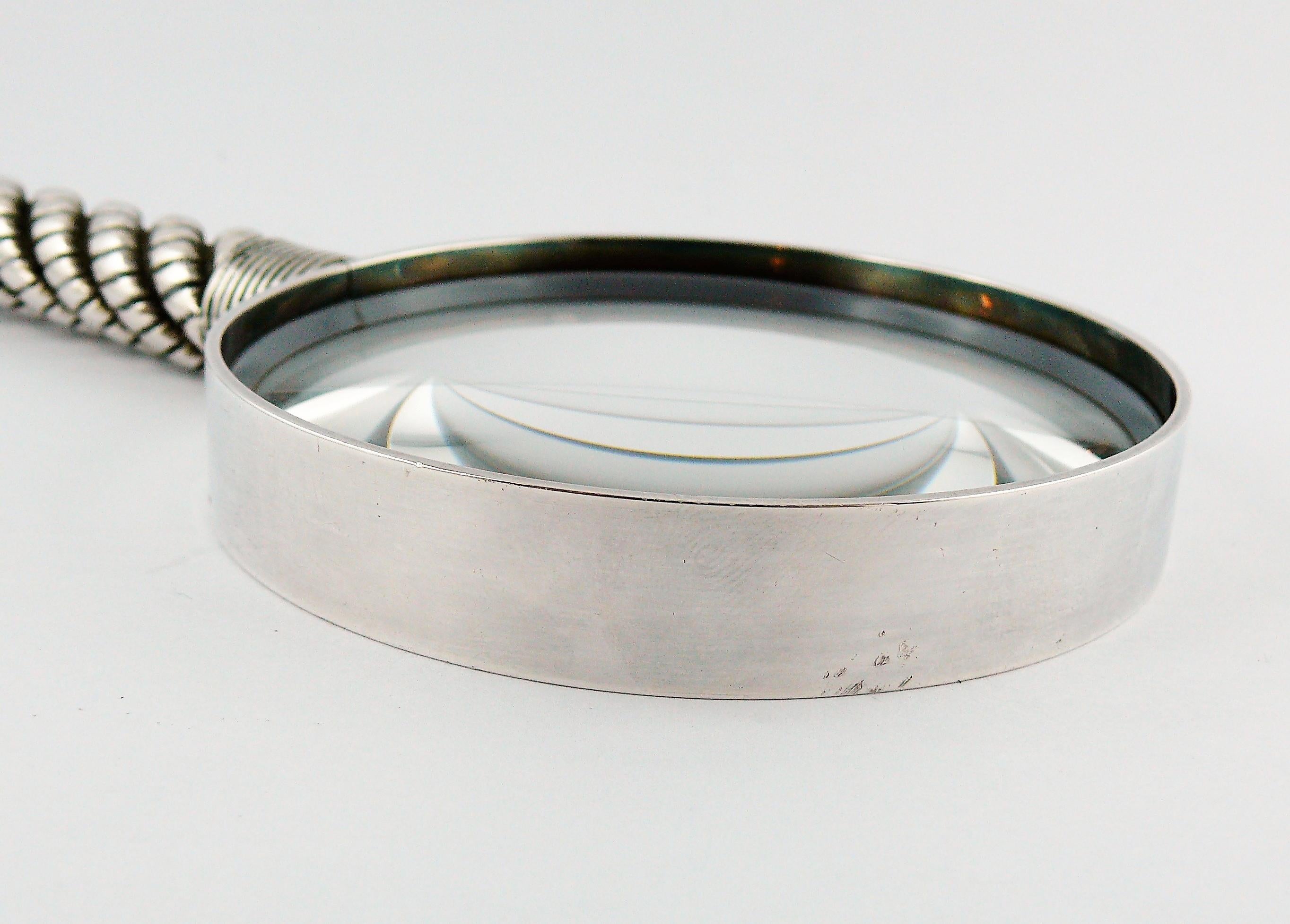 Loupe de bureau Hermes Vintage Silve Plate corde torsadée et tressée 2