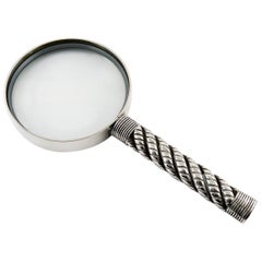 Hermes Vintage Silve Plate Twisted and Braided Rope Desk Magnifier