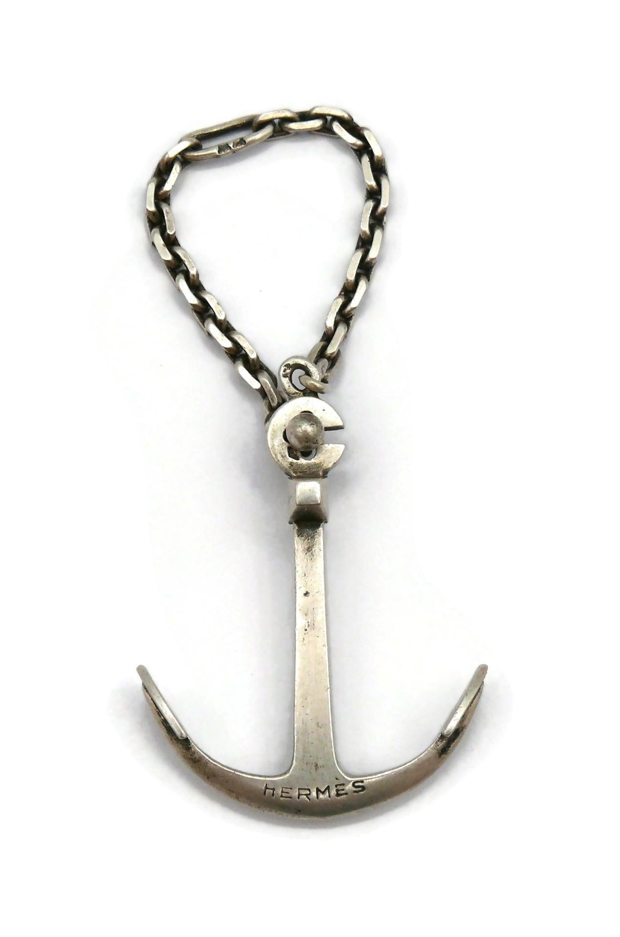 HERMES Vintage Silver Anchor Nautical Boating Keychain In Good Condition In Nice, FR