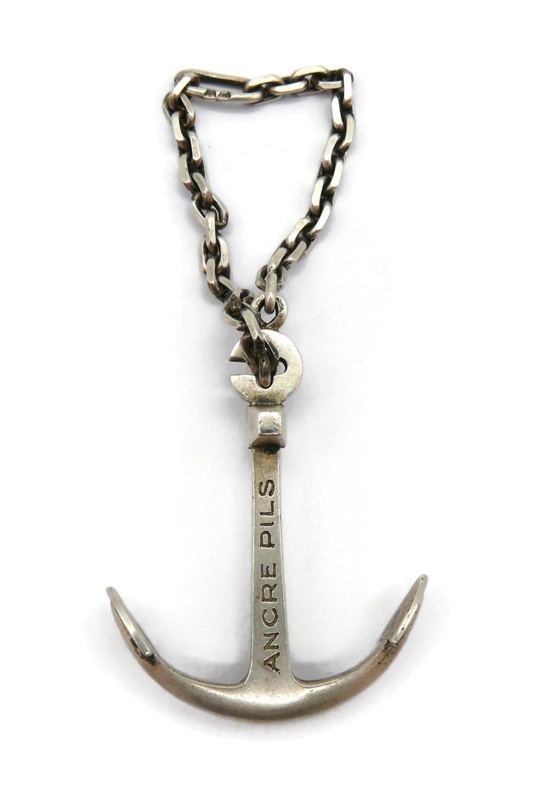 HERMES Vintage Silver Anchor Nautical Boating Keychain For Sale at 1stDibs