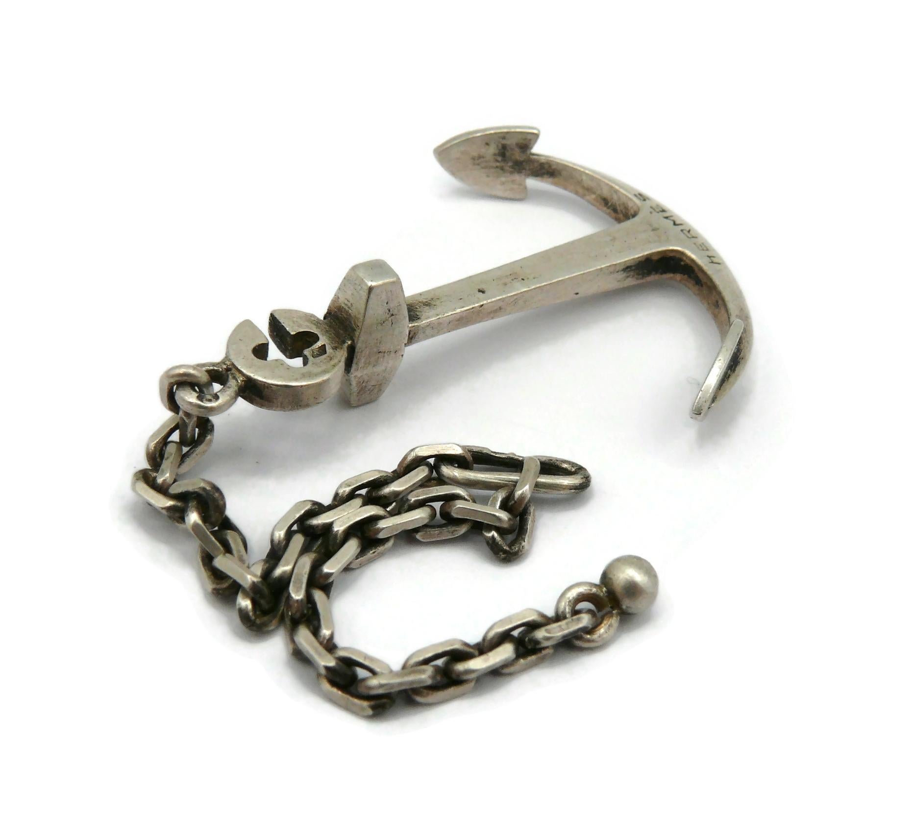 HERMES Vintage Silver Anchor Nautical Boating Keychain 2