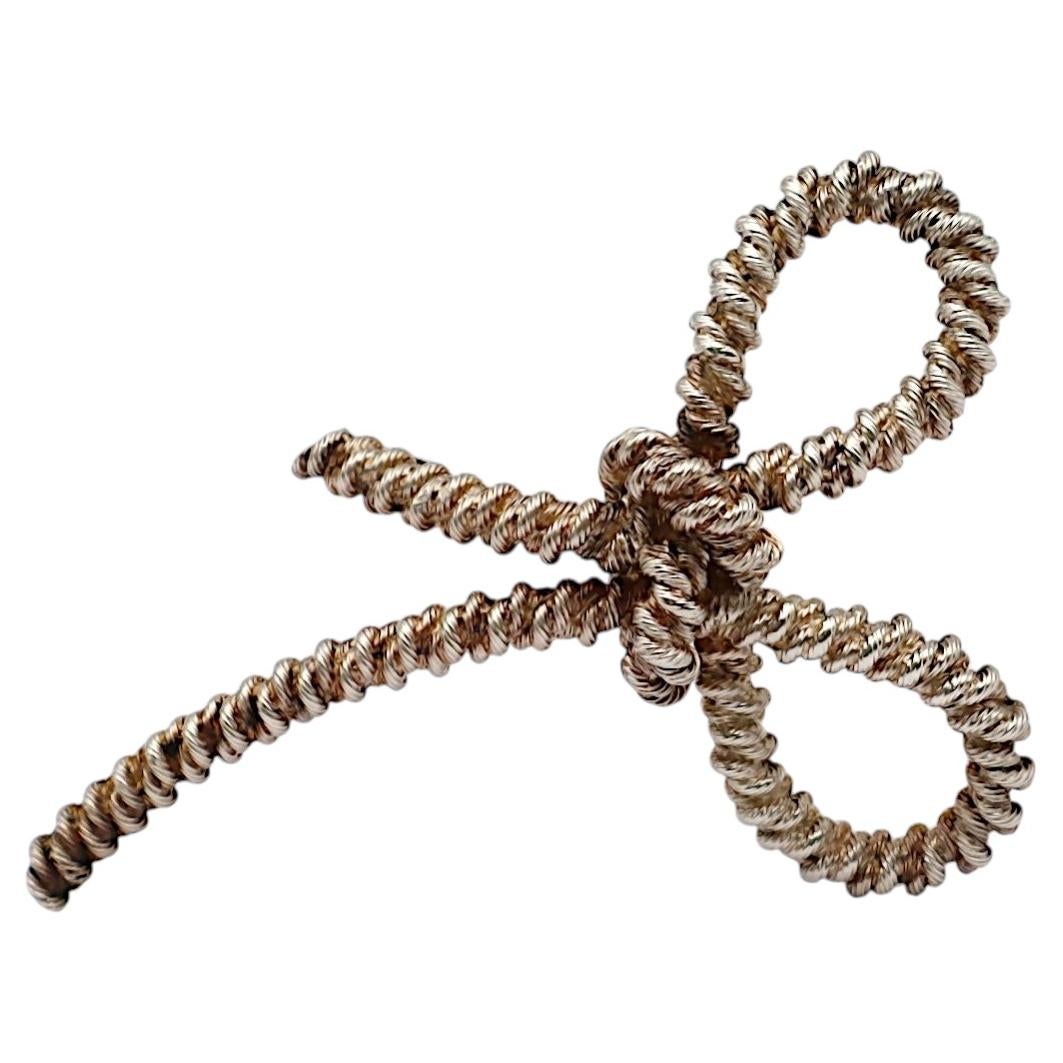Hermès Vintage Silver Knot Brooch, Twisted Rope Design, 800/1000 Silver