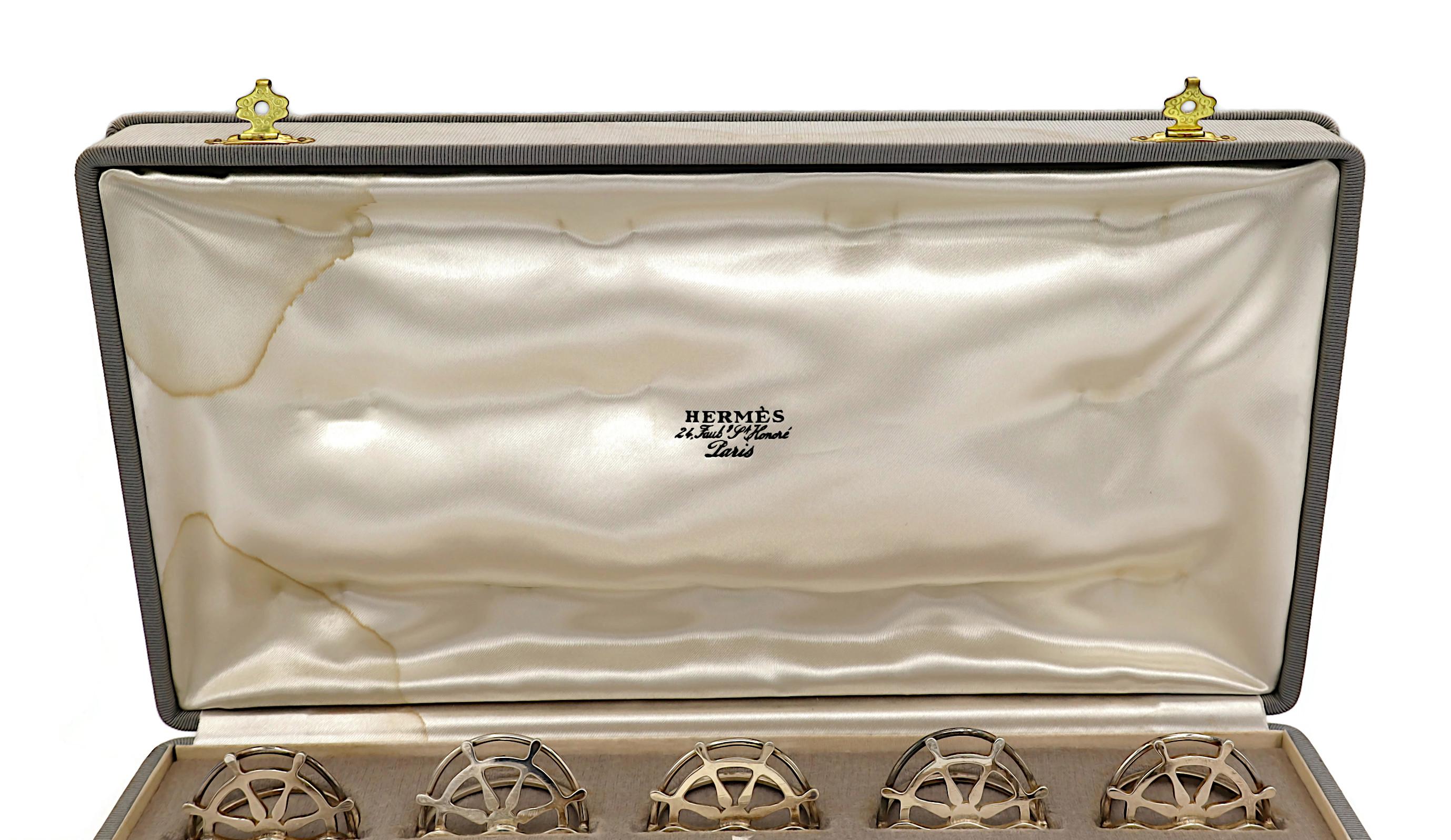 HERMES Set di segnaposti o portamenù nautici in argento vintage in vendita 5