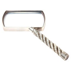 Hermès Vintage Silver- Plate Angled Rope Magnifier Desk Accessory